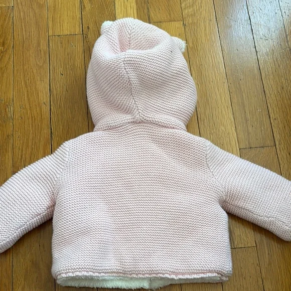 Carter’s, 3 Pink Baby Hooded sherpa Jacket with Ears - Picture 4 of 6